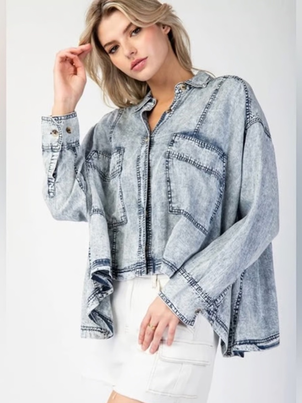Free People We The Free Denim Button Up Shirt / Jacket